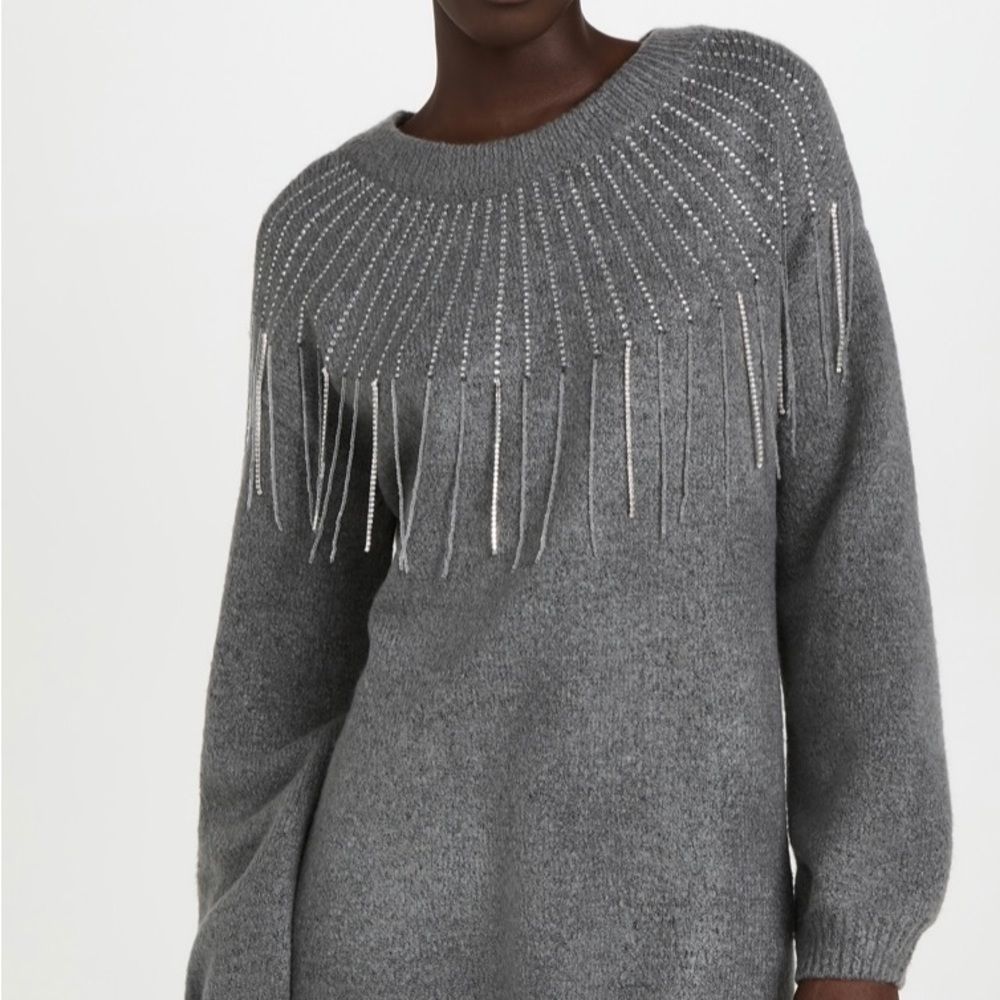 BB DakotaCrystal Vision Grey Crystalline Sweater Dress Size Small